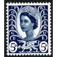 5d Royal blue. MISSING PHOSPHOR. UM single. SG W11y