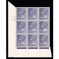 5p lilac FCP/PVA 2B. Cyl. 3 no dot P7 block of nine.