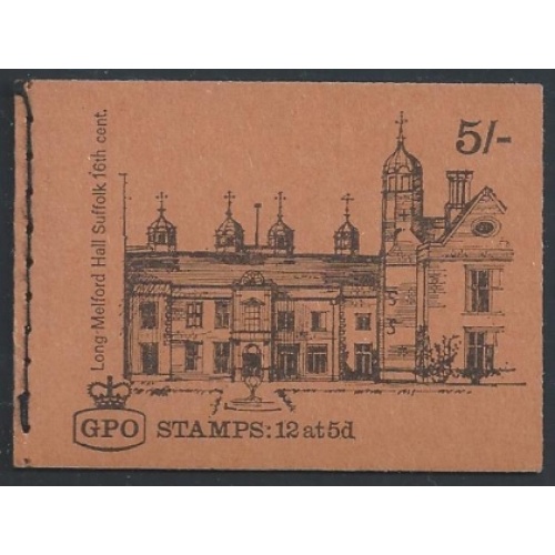 5/- August 1969. "Long Melford Hall" FULL PERF booklet. SG HP30