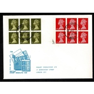 1969 QEII 4/6d Booklet An example of each pane type contained on Philart FDC. Canterbury Kent cds