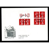 1969 2/- (colour change to vermilion) Booket. Both Panes on Philart FDC. Canterbury cds