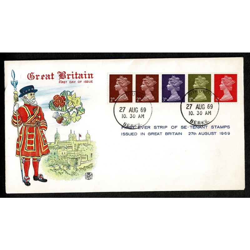 1969 1/- multivalue coil. "Windsor, Berks." handstamp 27th August 1969