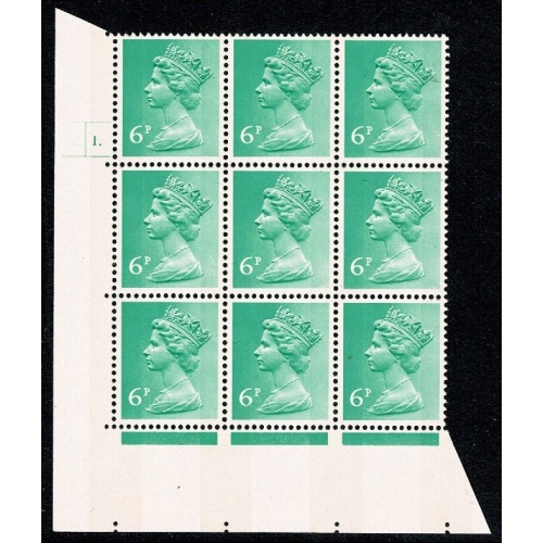 6p light emerald OCP/PVA 2B. Cyl. 1 dot p(D) block of nine.