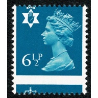 6½p Greenish blue FCP/PVAD HORIZONTAL PERFORATION SHIFT. Unmounted mint single SG NI21 var