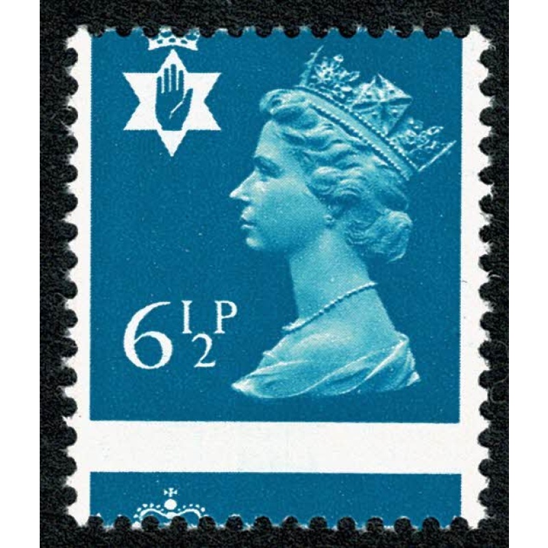 6½p Greenish blue FCP/PVAD HORIZONTAL PERFORATION SHIFT. Unmounted mint single SG NI21 var