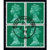 7d bright emerald. 2B Head B. Fine used block of four. SG 737