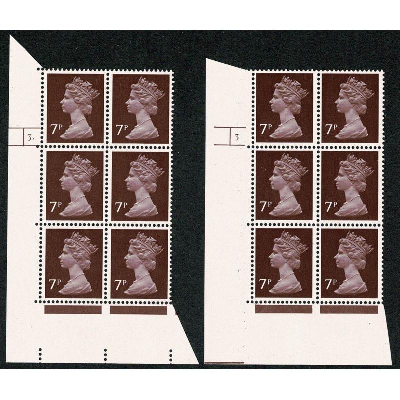 7p purple brown FCP/PVAD MISSING PHOSPHOR. Cyl. 3 dot & no dot pair of cylinder blocks