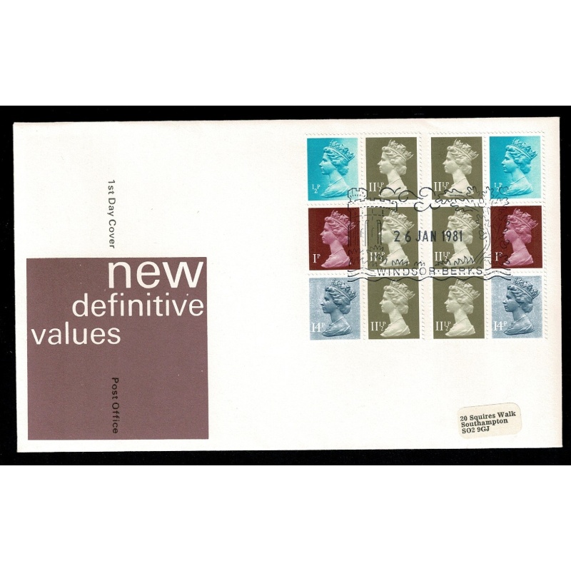 1981 50p booklet 26th January. Mirror pane FDC "Windsor, Berks" Handstamp.