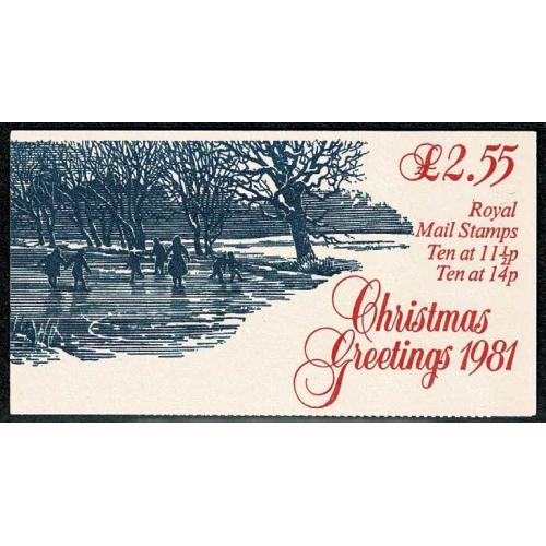 1981 Christmas. Unprinted cylinder pane. Listed variety "diagonal scratch above dress" SG UMFB25b