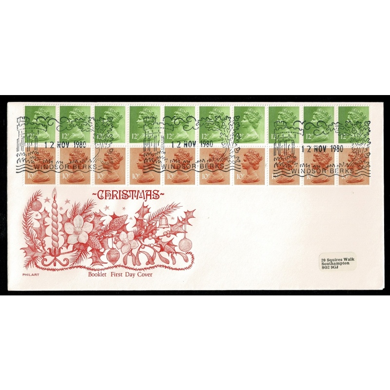 1982 £2.20 Christmas booklet FDC "Windsor, Berks 12th Nov 1980" Handstamp.