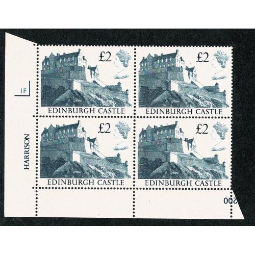 1988 Castle £2. Plate 1F block of four.