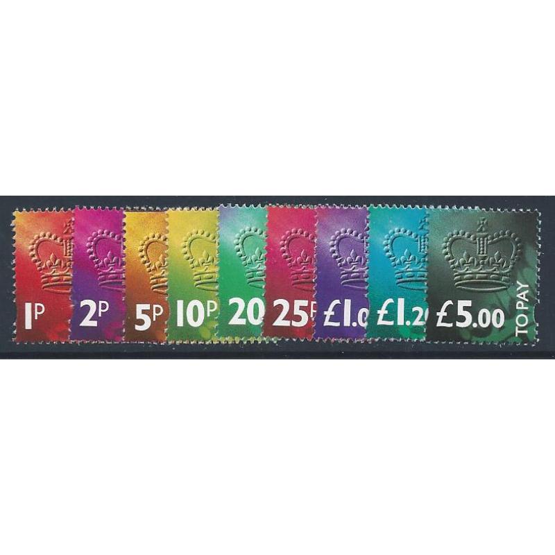 Third Series To Pay Labels 1994-. Set of 9 values