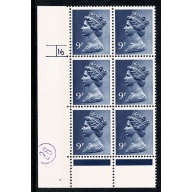 9p violet FCP/PVAD. Cyl. 16 no dot p21. Block of 6 Right Band Omittes & Missing Phosphor errors.