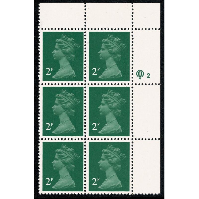 2p green. PCP/PVAD. Upper right Q2 cyl. block of six.