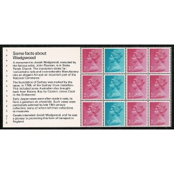 2½p/½p  FCP/PVA pane of 12. DP 19. Ex £1 Wedgwood Book. Listed variety "shortened p in value" SG Spec UEP3b