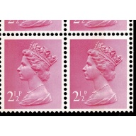 2½p/½p  FCP/PVA pane of 12. DP 19. Ex £1 Wedgwood Book. Listed variety "shortened p in value" SG Spec UEP3b