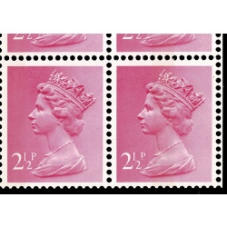 2½p/½p  FCP/PVA pane of 12. DP 19. Ex £1 Wedgwood Book. Listed variety "shortened p in value" SG Spec UEP3b