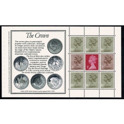 £4 Royal Mint Prestige Booklet. Multivalue pane ACP/PVAD. With unlisted minor constant flaw "spot in band of diadem" DP65.