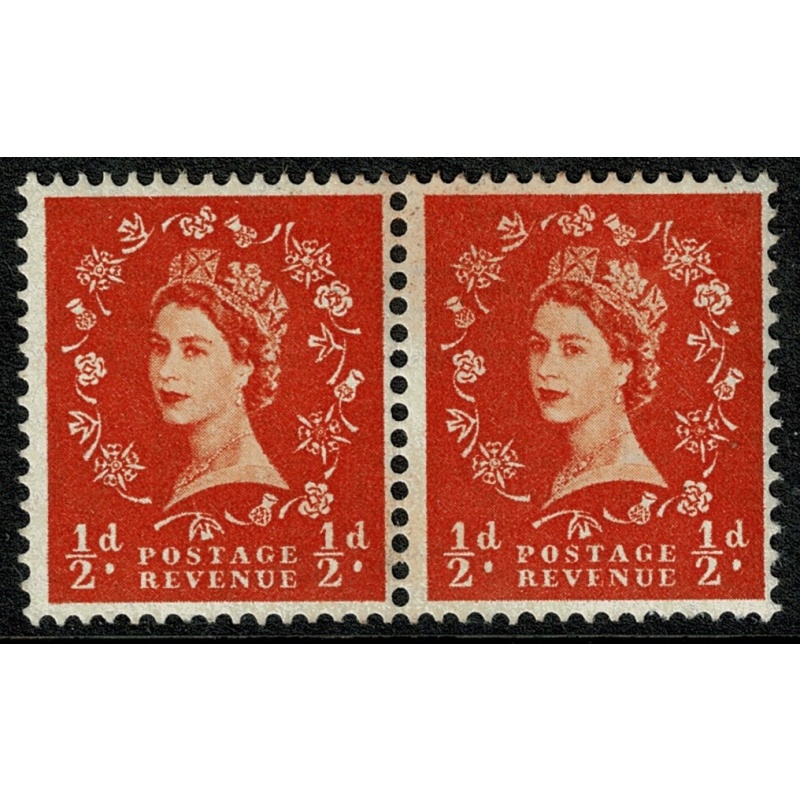1955 ½d orange Watermark Edward's Crown. Listed variety "shamrock stem flaw" SG 540d.  Spec. S2d. Ex sheet