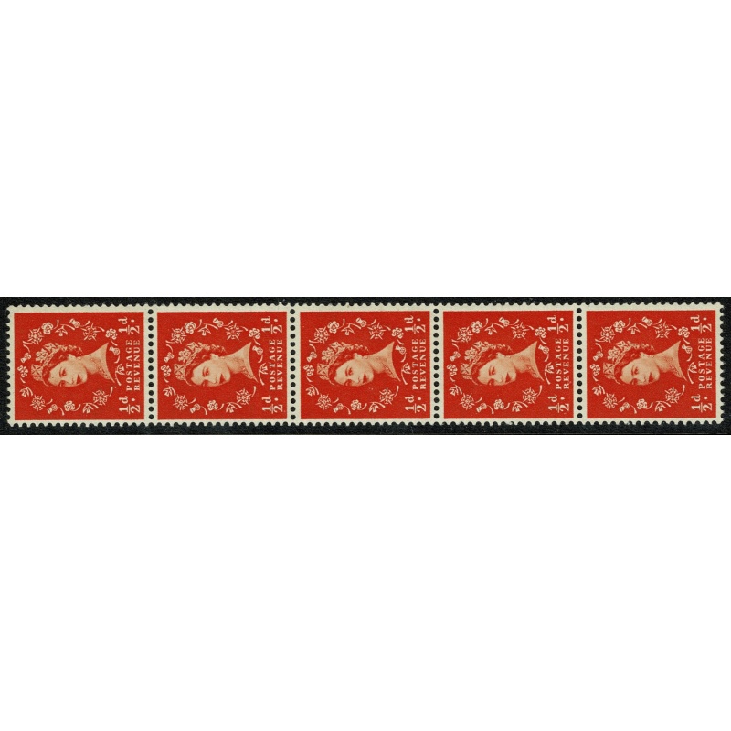 1955 ½d orange Watermark Edward's Crown. Listed variety "spot on d" SG 540h.  Spec. S2h. Ex coil