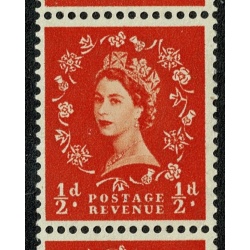 1955 ½d orange Watermark Edward's Crown. Listed variety "spot on d" SG 540h.  Spec. S2h. Ex coil