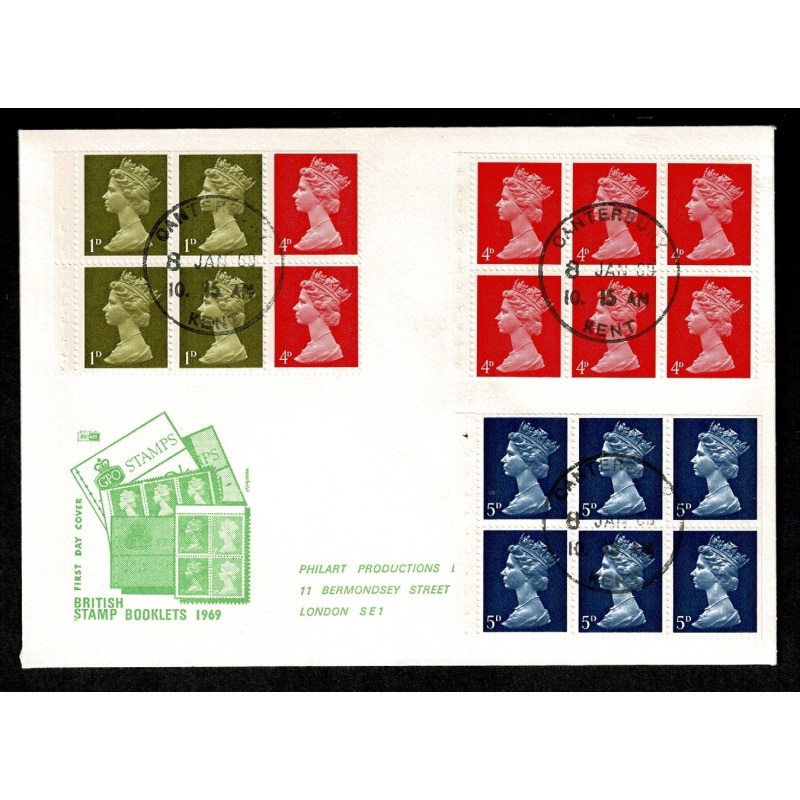1969 10/- Mary Kingsley Book 3 Panes. Philart FDC. Canterbury cds