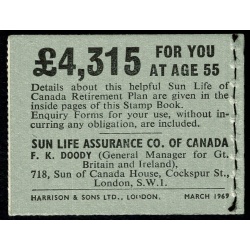 2/- March 1969.  IMPRINT ERROR  "LOODON for LONDON" on back cover. Average Perf booklet. SG NP34b