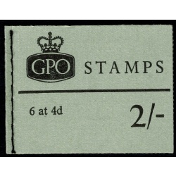2/- March 1969.  IMPRINT ERROR  "LOODON for LONDON" on back cover. Average Perf booklet. SG NP34b