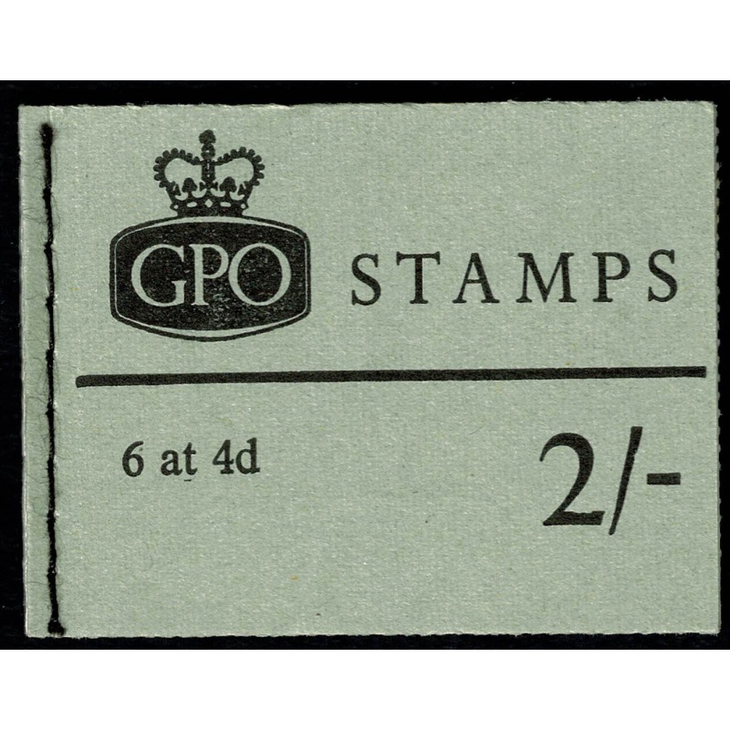 2/- March 1969.  IMPRINT ERROR  "LOODON for LONDON" on back cover. Average Perf booklet. SG NP34b