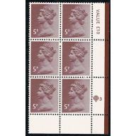 5p claret. PCP/PVAD. lower right Q3 cyl. block of six.