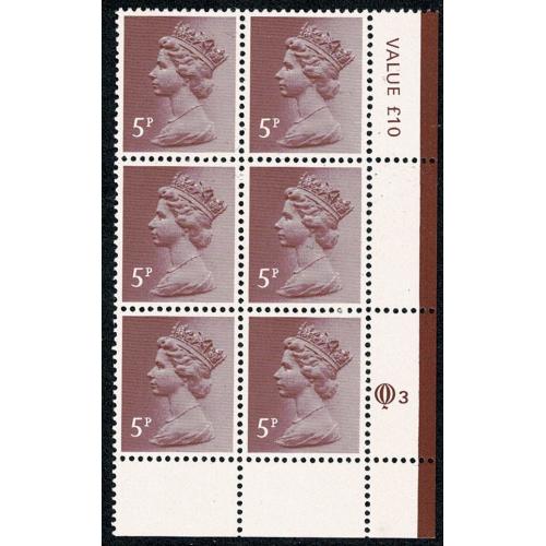 5p claret. PCP/PVAD. lower right Q3 cyl. block of six.