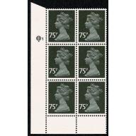 75p black FCP/PVA. Low OBA Plate Q1 block of six