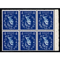 SB26a Pane of  6 x 1d. Watermark Edward's Crown Inverted. Perf I.