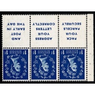 SB26a Pane of  6 x 1d. Watermark Edward's Crown Inverted. Perf I.