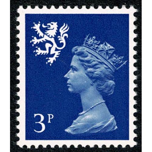 Scotland 3p Ultramarine OCP/PVA. MISSING PHOSPHOR.