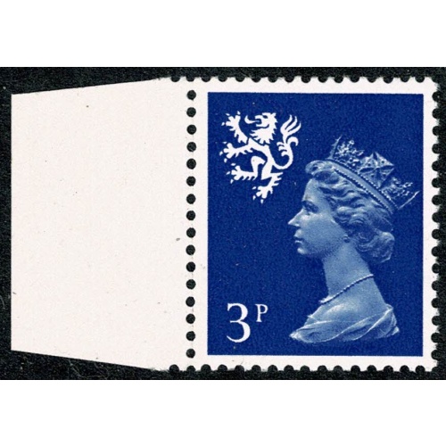 Scotland 3p Ultramarine OCP/PVA. MISSING PHOSPHOR. UM marginal single.