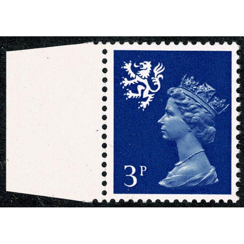 Scotland 3p Ultramarine OCP/PVA. MISSING PHOSPHOR.