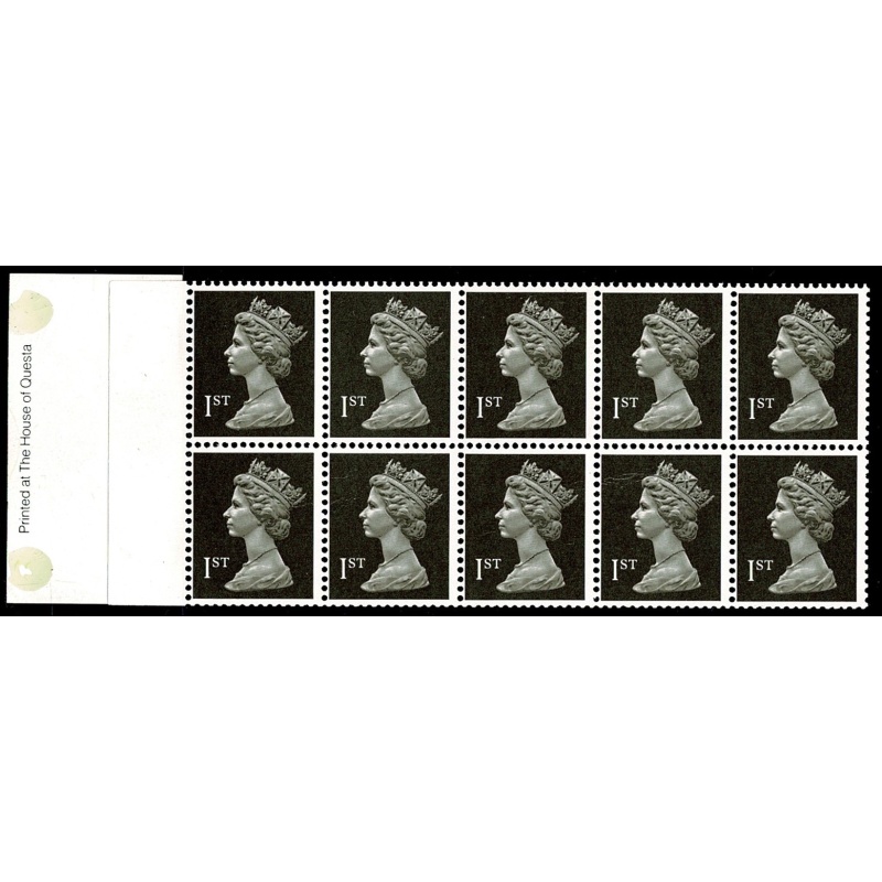 Type 4 NVI Questa. 10 x 1st black. ACP ERROR NO GUM Perf I1. Pane DP131C