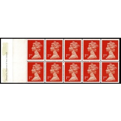 Type 5C. Harrison 10 x 1st orange ACP/PVAD. Pane DP155. Blind Perf between 7 & 8
