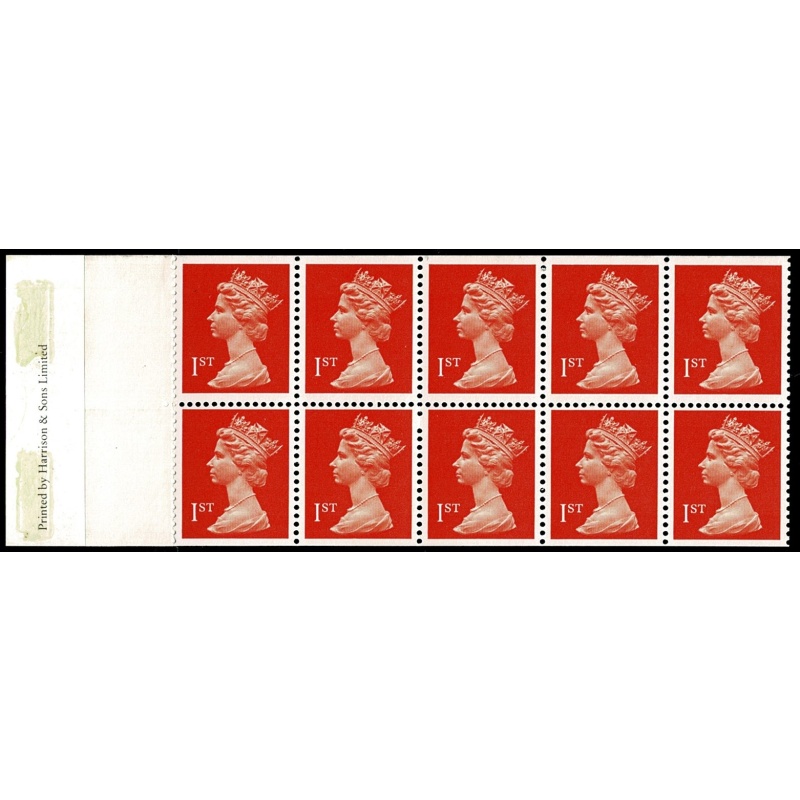 Type 5C. Harrison 10 x 1st orange ACP/PVAD. Pane DP155. Blind Perf between 7 & 8