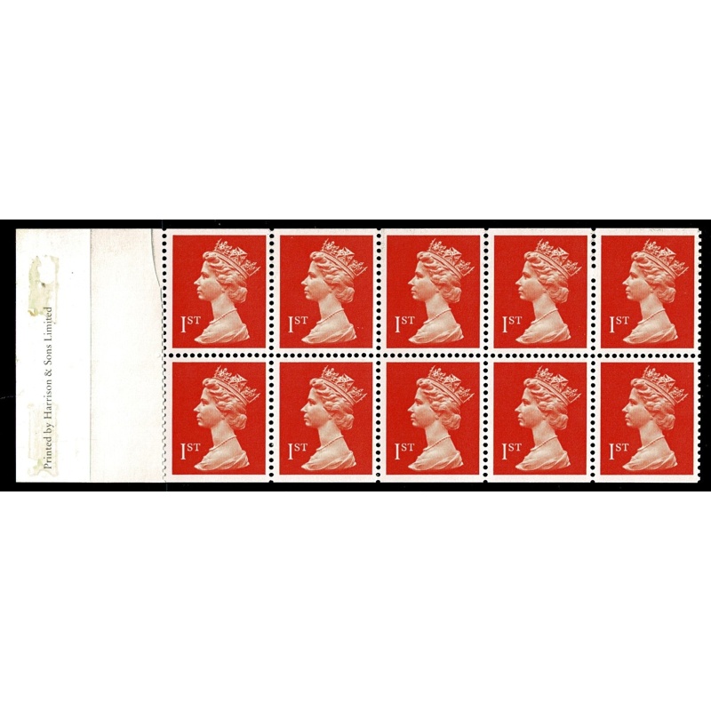 Type 5C. Harrison 10 x 1st orange ACP/PVAD. Pane DP155. Blind Perf between 4 & 5