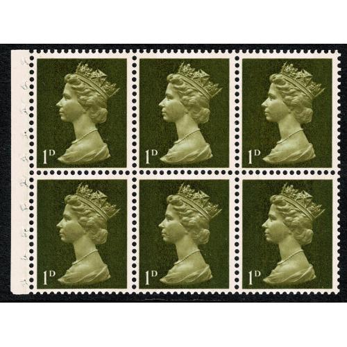 SG UB1. 1d greenish olive shade 2B. PVA Head B  Perf Ie(B)