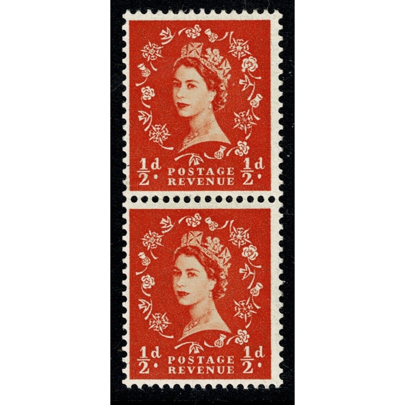 1955 ½d orange Watermark Edward's Crown. Listed variety "shamrock flaw" SG 540i.  Spec. S2i. Ex coil