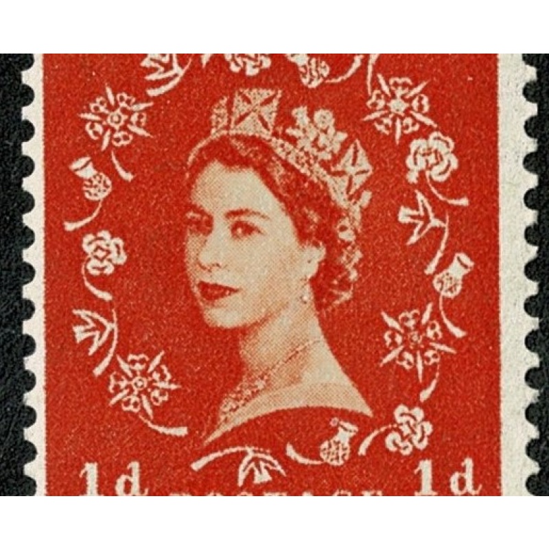 1955 ½d orange Watermark Edward's Crown. Listed variety "shamrock flaw" SG 540i.  Spec. S2i. Ex coil