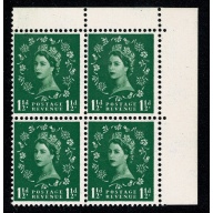1962 1½d green. Watermark Multiple Crowns. Whiter paper. Variety "Daffodil flaw" SG Spec. S29h