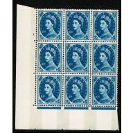 10d Prussian blue 2B Wmk Multiple Crowns . Cylinder 1 no dot block of nine Perf Type A (E/I) . SG 617d