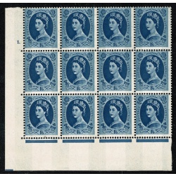 1/6 grey-blue 2B Wmk Multiple Crowns . Cylinder 2 dot block of twelve with listed variety. SG 618a